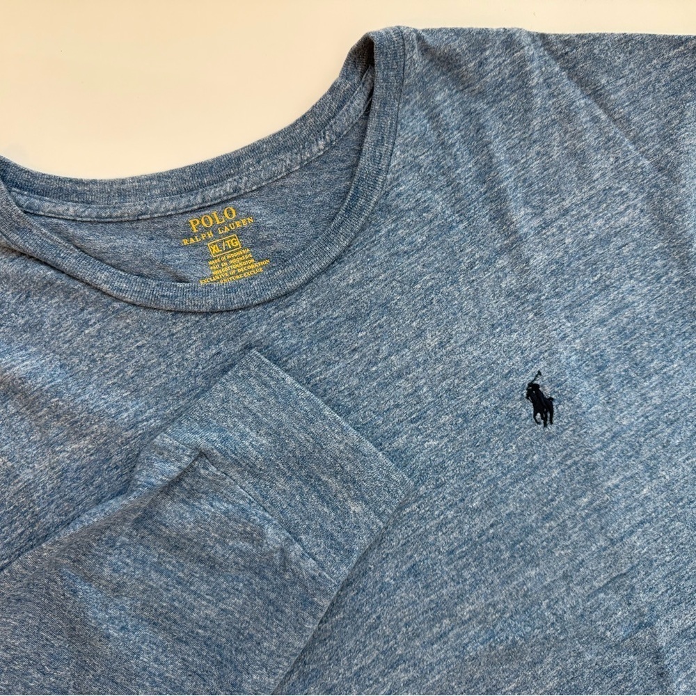 Polo Ralph Lauren Men’s Long Sleeve T-Shirt Blue Heather XL 100% Cotton